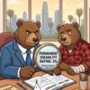 California bear lawyer at Lee Partners Law using a magnifying glass to investigate a 3% permanent disability rating on a QME report.